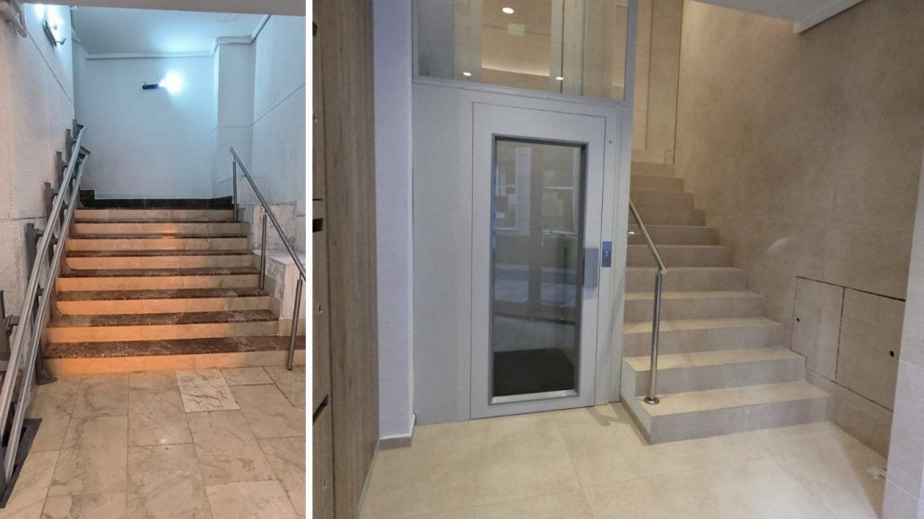 Eliminación de barreras arquitectónicas: Bajada a cota cero e instalación de elevador en Murcia